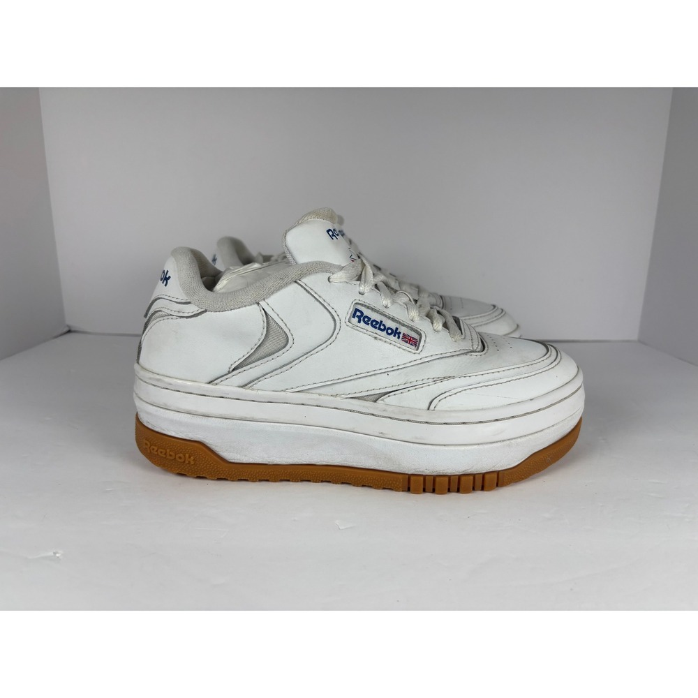 Reebok Classic Club C Extra White Leather Platform Sneakers Gum Sole Women 7